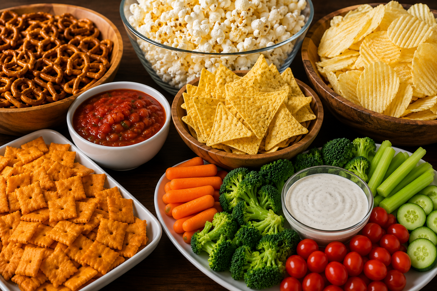 an array of snack foods